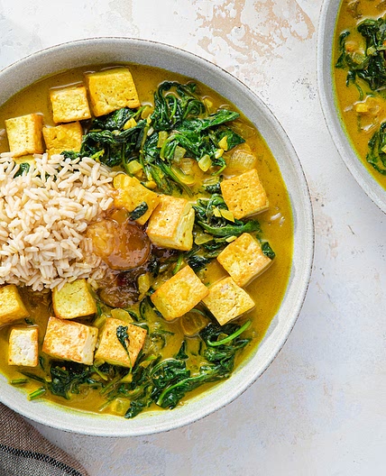 Tofu Palak Paneer with Brown Basmati & Mango Chutney