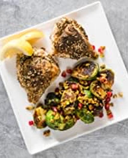 Za'atar Chicken with Pistachios, Brussels Sprouts, and Pomegranate
