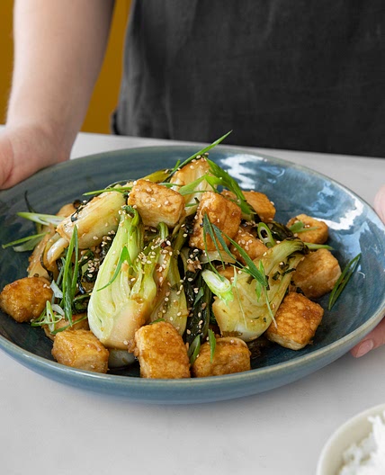 Make bok choy and crispy tofu stir fry with Hanna