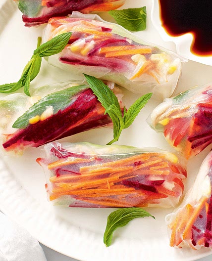 Chicken and vegetable rice paper rolls