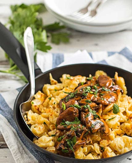 Authentic German Spaetzle with Mushroom Sauce