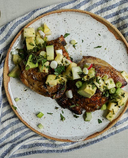 Grilled Chicken Thighs with Pineapple-Mint Salsa