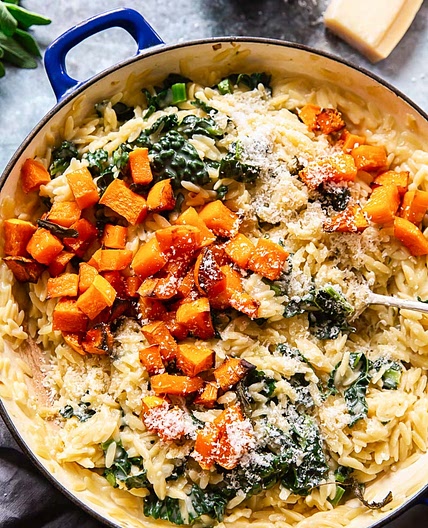Creamy Orzo Pasta with Roasted Butternut Squash
