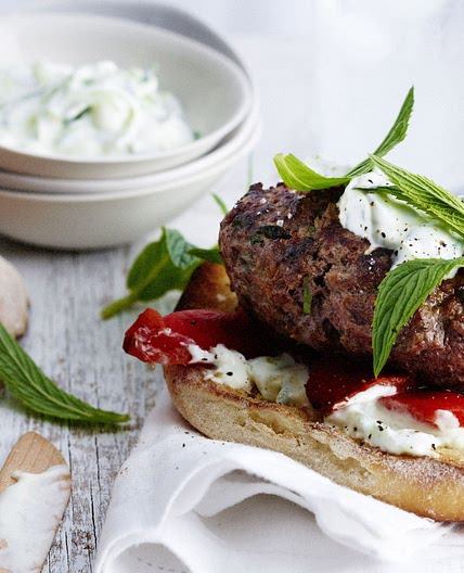 Lamb burgers with tzatziki