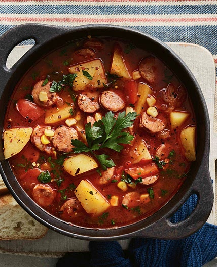 One-pot Spanish chorizo and sweet potato soup recipe