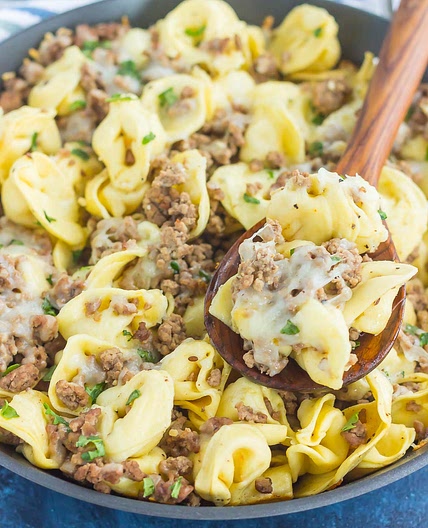 Cheesy Beef Tortellini Skillet