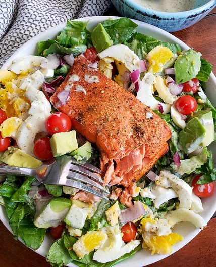 Salmon Cobb Salad With Vegan Ranch