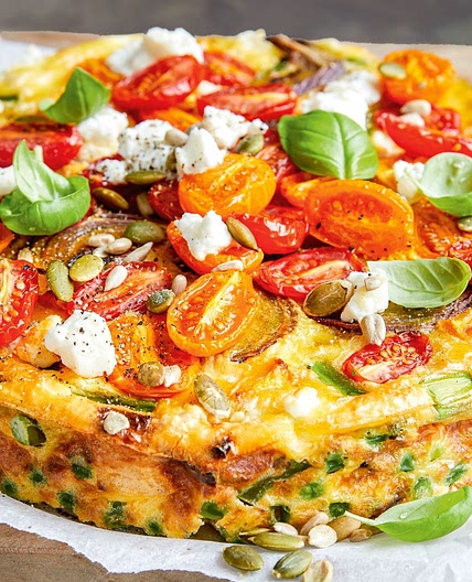 Healthy spring vegetable and goat's cheese frittata recipe