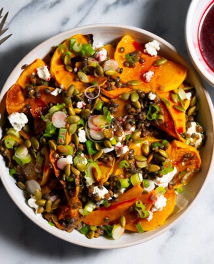 Roasted Butternut Squash With Lentils and Feta