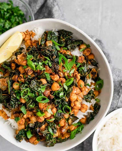 Indian Spiced Chickpeas and Greens