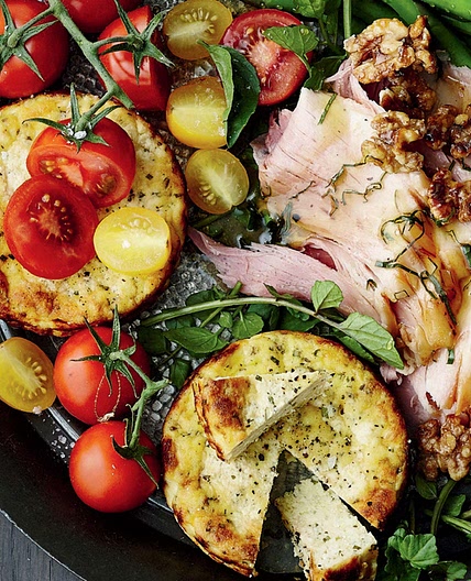 Ham and baked ricotta cheesecake platter
