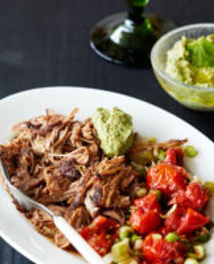 Keto pulled pork with roasted tomato salad