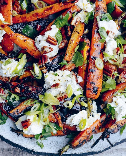 Easy vegetarian BBQ recipes: chargrilled carrot and ricotta salad