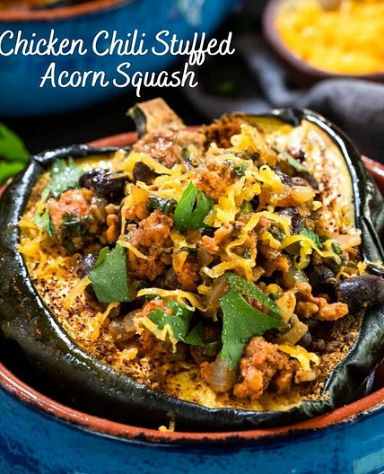 Chicken Chili Stuffed Acorn Squash