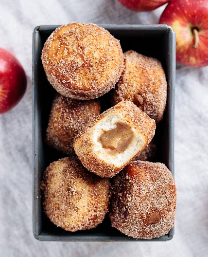 Vegan Apple Butter Filled Cinnamon Sugar Doughnuts
