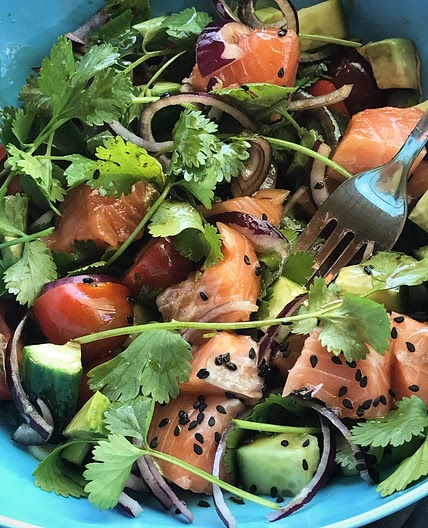 Salmon poke bowl low carb low sodium