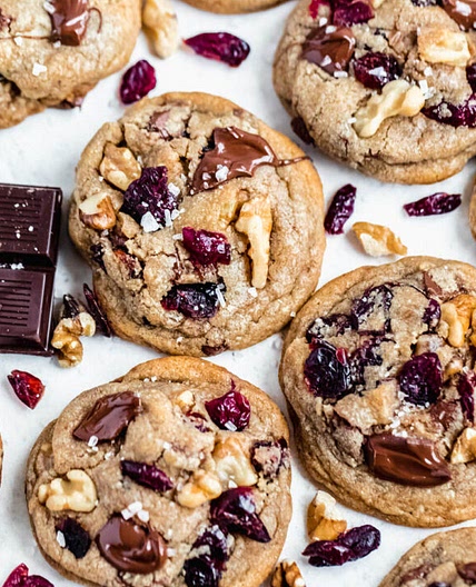 Salted Dark Chocolate Cranberry Walnut Cookies
