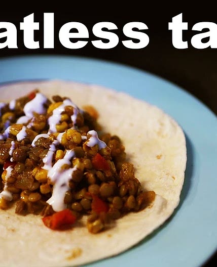 Lentil tacos with lime crema