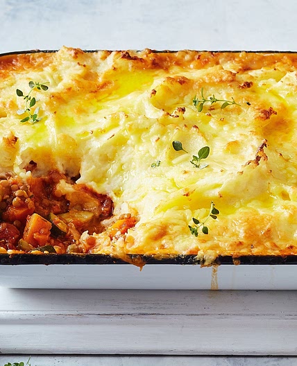 Vegetarian shepherd’s pie with cheesy mash