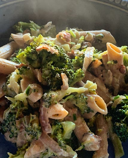 Creamy bacon broccoli penne (low salt low carb)