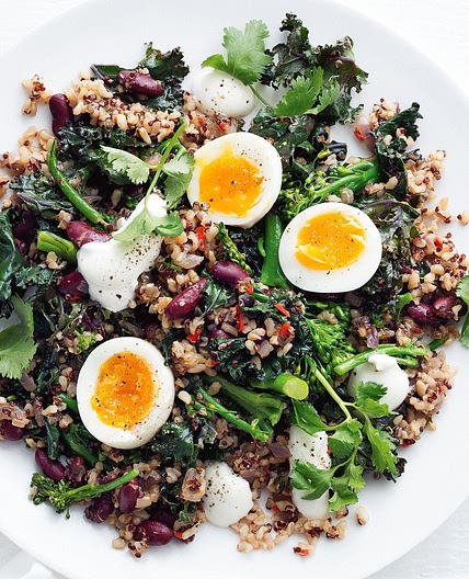 Brown rice, kidney bean and kale pilaf