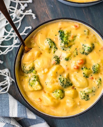 Broccoli and Cheese Soup with Gnocchi