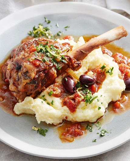 Pressure cooker mediterranean braised lamb shanks with parsnip mash and gremolata