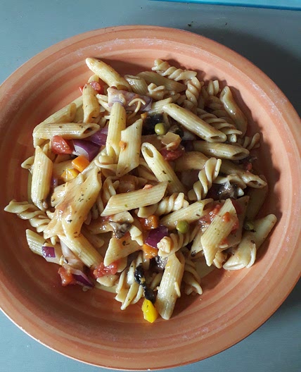 Vegan vegetable pasta (no oil)