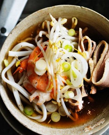 King prawn and udon in fragrant broth
