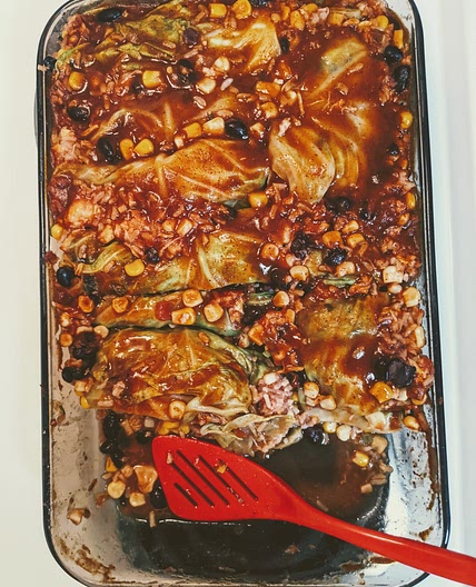 Cabbage Enchiladas (dairy free)