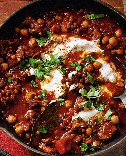 Harira (Moroccan lamb, tomato and lentil soup)