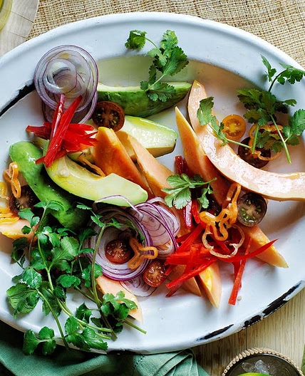 Avocado and papaya ceviche