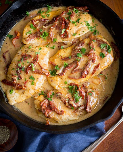 Chicken and Sun-Dried Tomatoes in Creamy Madeira Sauce