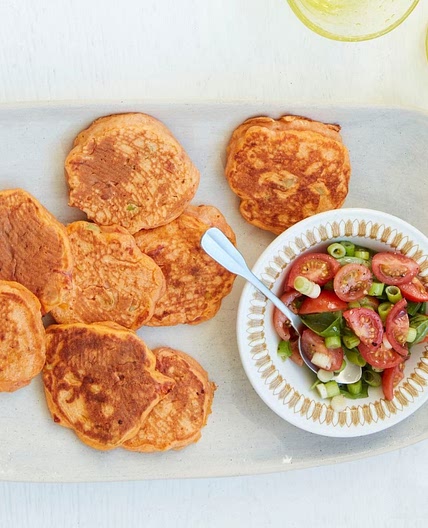 Annabel Karmel's sweetcorn and cherry tomato pancakes