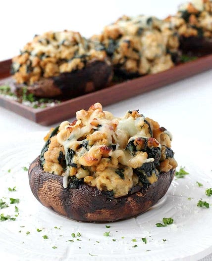 Chicken stuffed portobello mushrooms