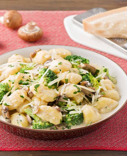 Pan-Fried Gnocchi with Chestnut Mushrooms and Broccoli