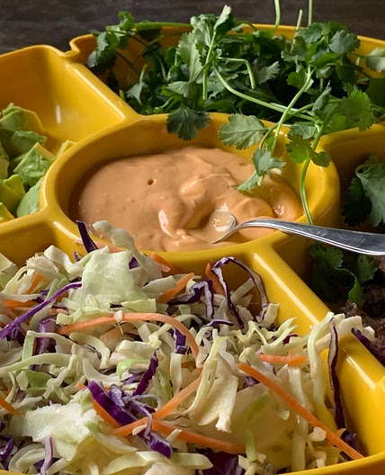 DIY steak tacos with creamy smoky sauce (low sodium)