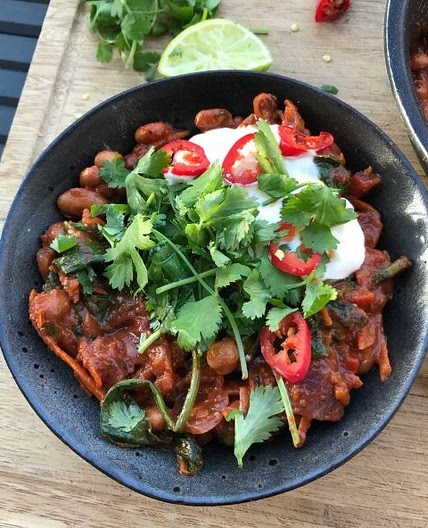 One-Pot Spinach and Mixed Bean Chilli
