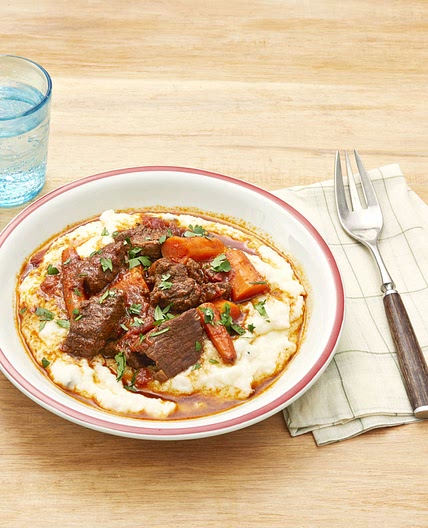 Instant Pot Ancho Beef Stew with Cheesy Grits