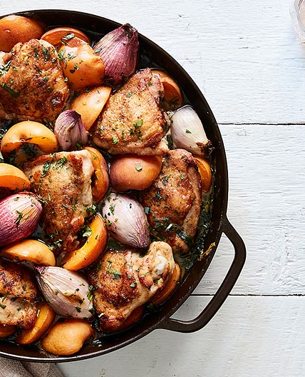 Skillet Chicken with Apricots and Fresh Herbs