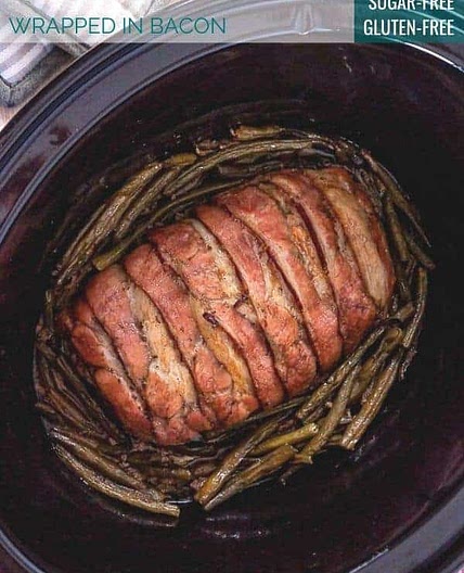 Slow Cooker Low-Carb Meatloaf Wrapped in Bacon