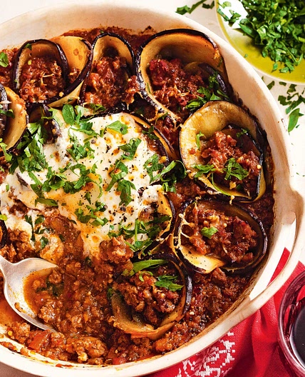 Eggplant rotolo ragu