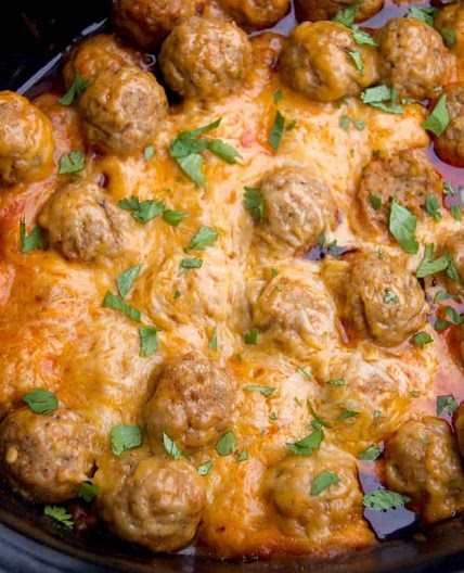 Slow Cooker Enchilada Meatballs