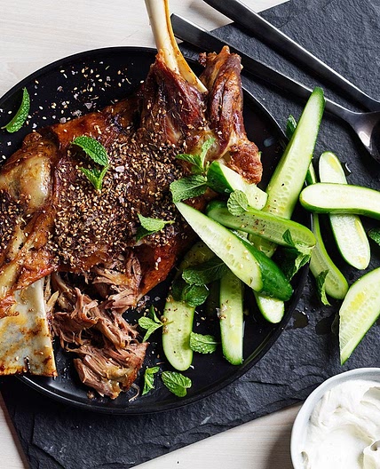 Slow-roasted lamb shoulder, zaatar and tahini yoghurt