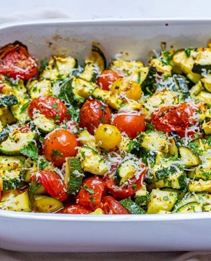 Garlicky Parmesan Zucchini Bake