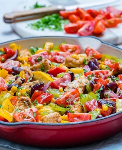 Tex Mex Zucchini & Chicken Skillet
