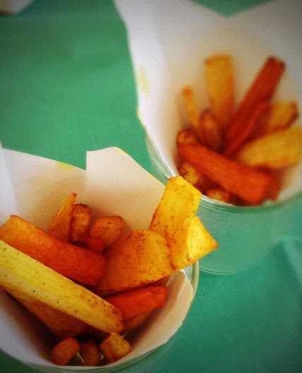 Home baked root vegetable fries - Because kids love fries