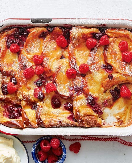 Raspberry and vanilla french toast tray bake recipe