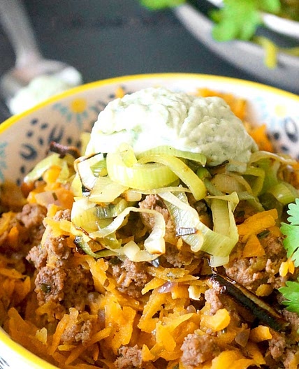 Taco Beef & Butternut Rice with Cilantro "Sour Cream"