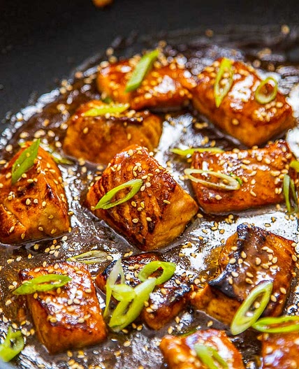 Apricot Ginger Salmon Nugget Bowl